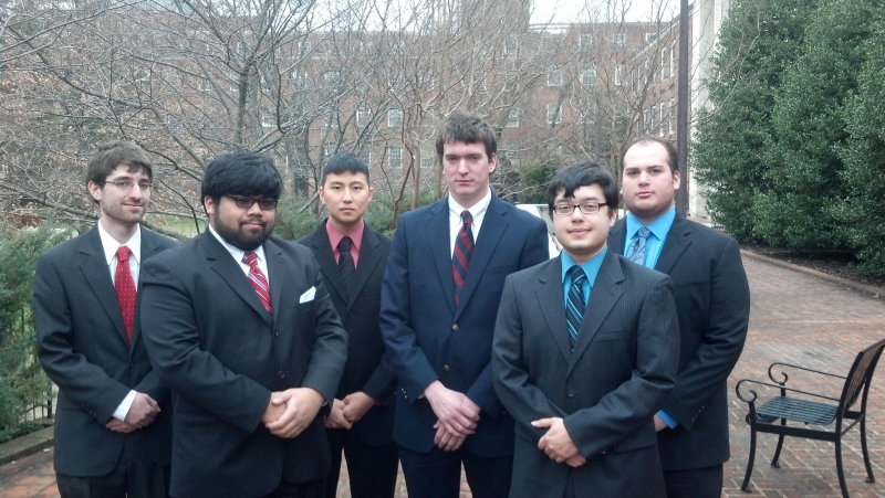 From left to right: Josh Sloane, Kyle
            Jamolin, Aaron Shim, Sebastian Serrano, Darrell Schaeffer,
            Jon Saltzman